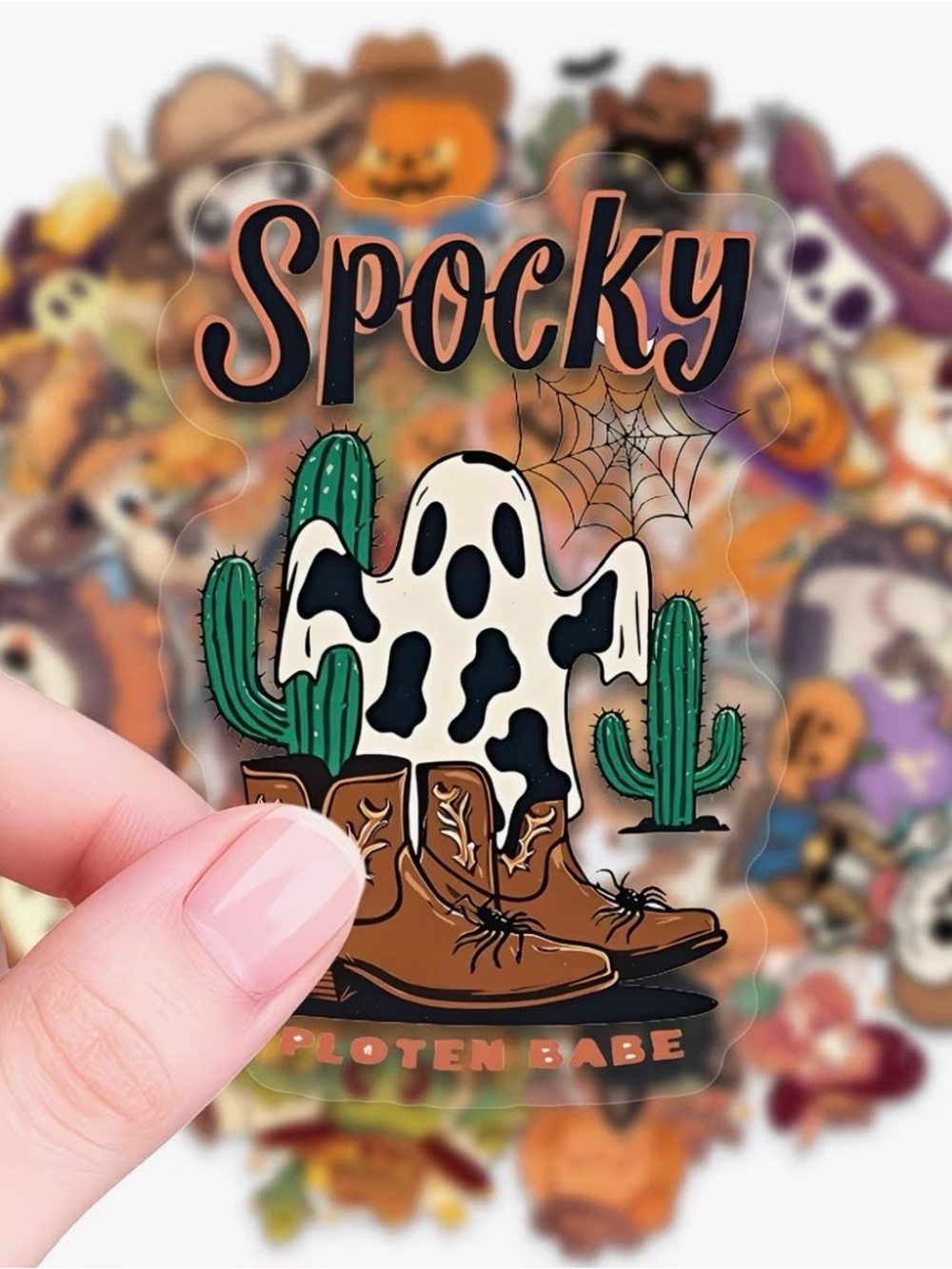 56 Western Halloween Stickers Cowboys & Cowgirls Cactus Pumpkins Ghost Boots - Picture 5 of 16